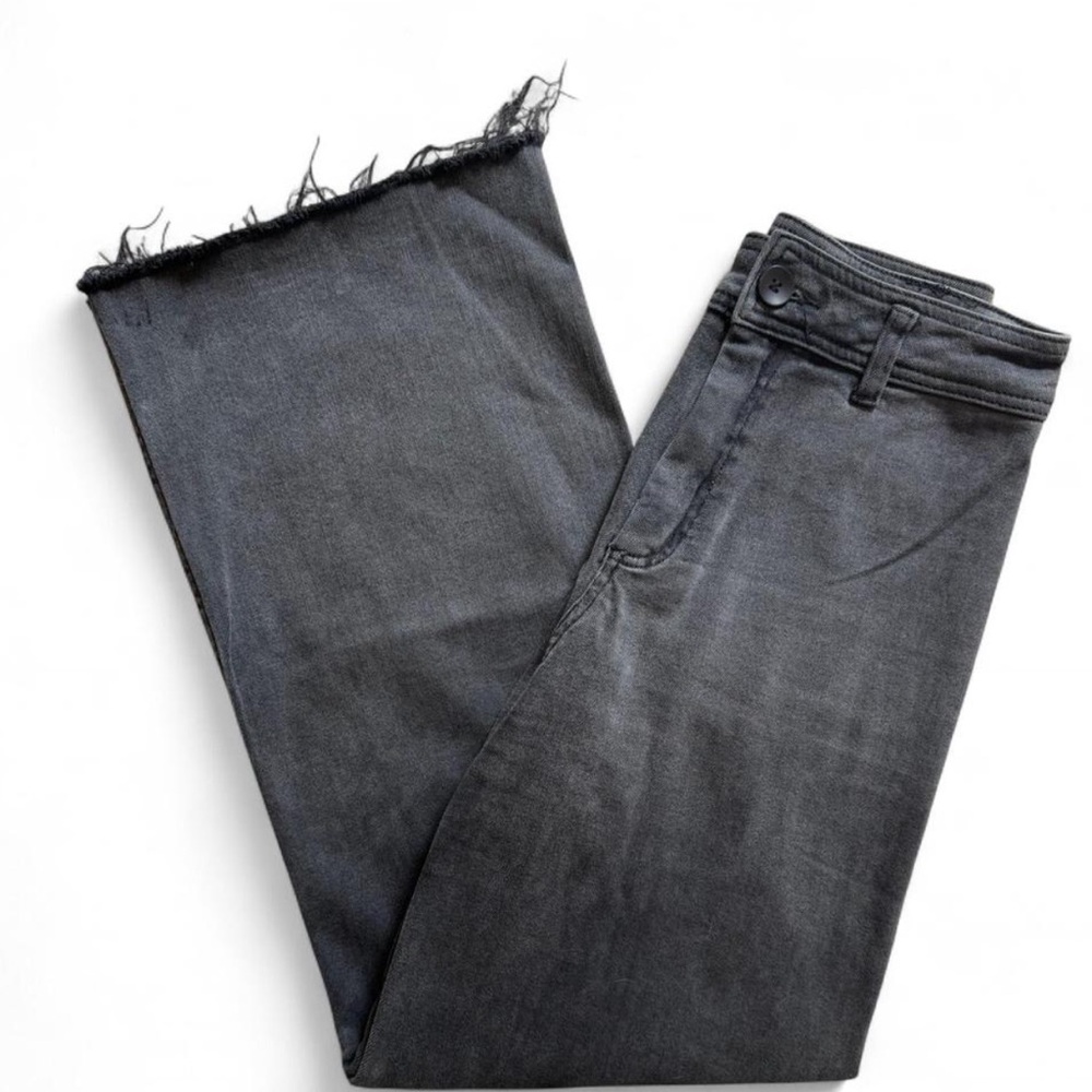 Bobbles & Lace Stylish Black Frayed Hem Wide Leg Jeans
